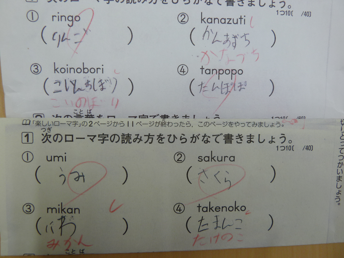 図2.小学校3年生児童のローマ字学習